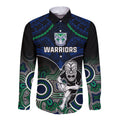 personalised-warriors-rugby-long-sleeve-button-shirt-nz-aboriginal-mix-polynesian-pattern