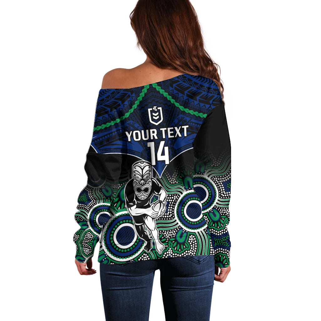 personalised-warriors-rugby-off-shoulder-sweater-nz-aboriginal-mix-polynesian-pattern