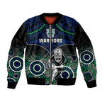 personalised-warriors-rugby-sleeve-zip-bomber-jacket-nz-aboriginal-mix-polynesian-pattern