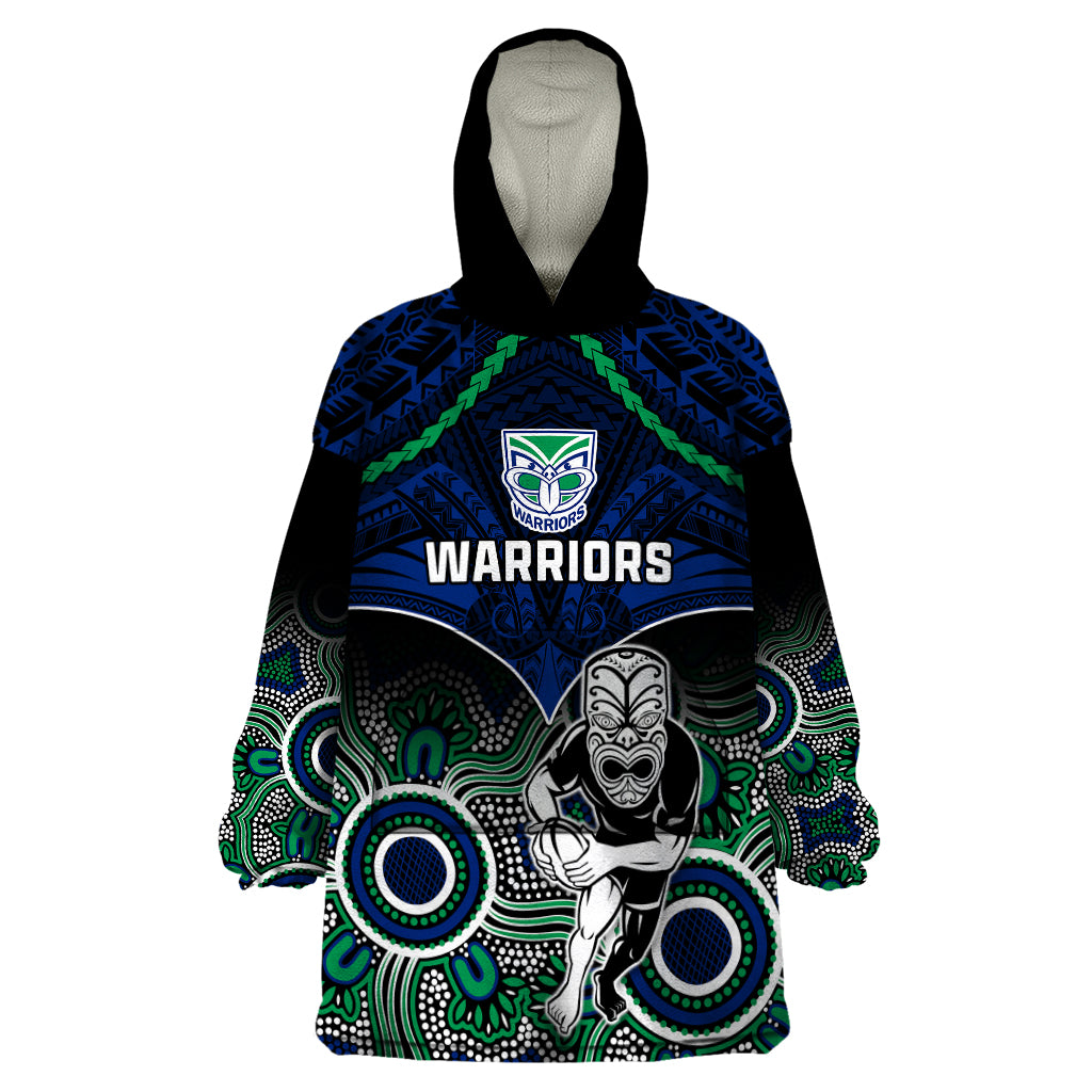 personalised-warriors-rugby-wearable-blanket-hoodie-nz-aboriginal-mix-polynesian-pattern