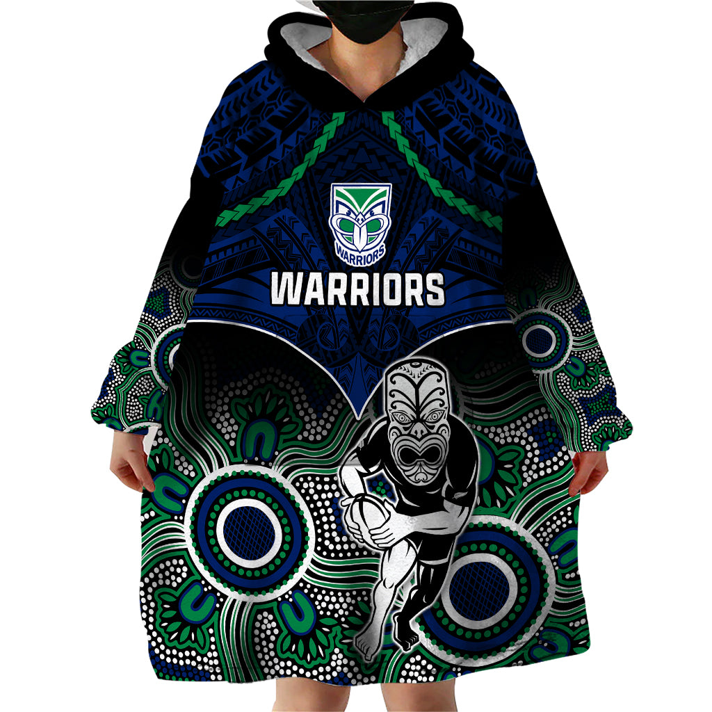 personalised-warriors-rugby-wearable-blanket-hoodie-nz-aboriginal-mix-polynesian-pattern