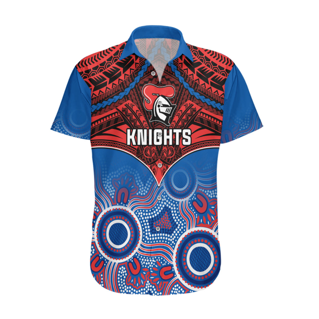 personalised-knights-rugby-hawaiian-shirt-aboriginal-mix-polynesian-pattern