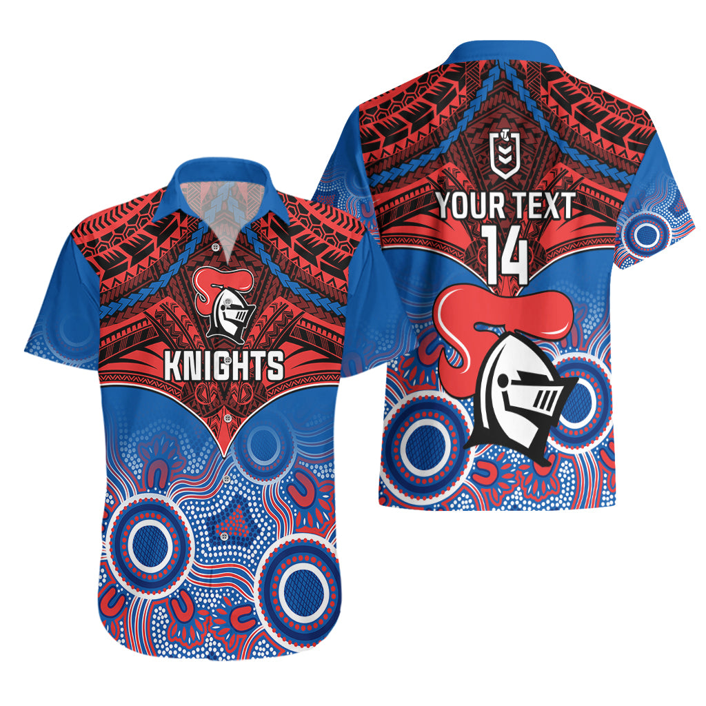 personalised-knights-rugby-hawaiian-shirt-aboriginal-mix-polynesian-pattern