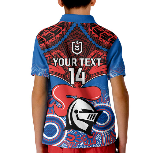 personalised-knights-rugby-kid-polo-shirt-aboriginal-mix-polynesian-pattern