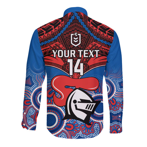 personalised-knights-rugby-long-sleeve-button-shirt-aboriginal-mix-polynesian-pattern