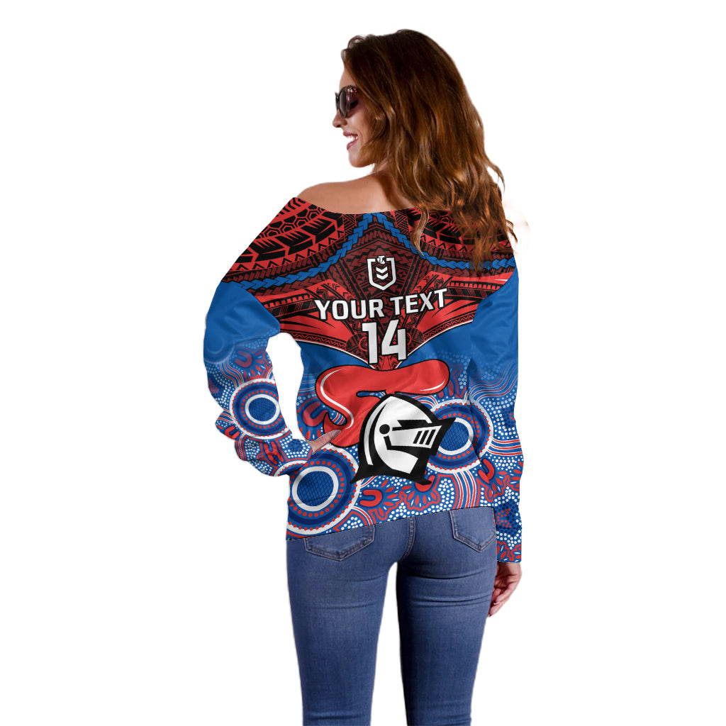 personalised-knights-rugby-off-shoulder-sweater-aboriginal-mix-polynesian-pattern