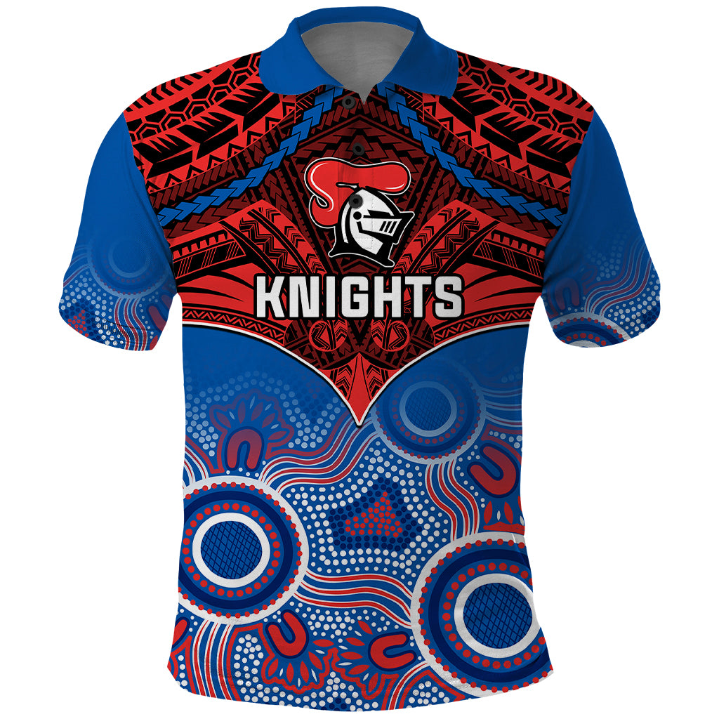 personalised-knights-rugby-polo-shirt-aboriginal-mix-polynesian-pattern