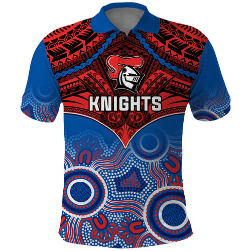 personalised-knights-rugby-polo-shirt-aboriginal-mix-polynesian-pattern