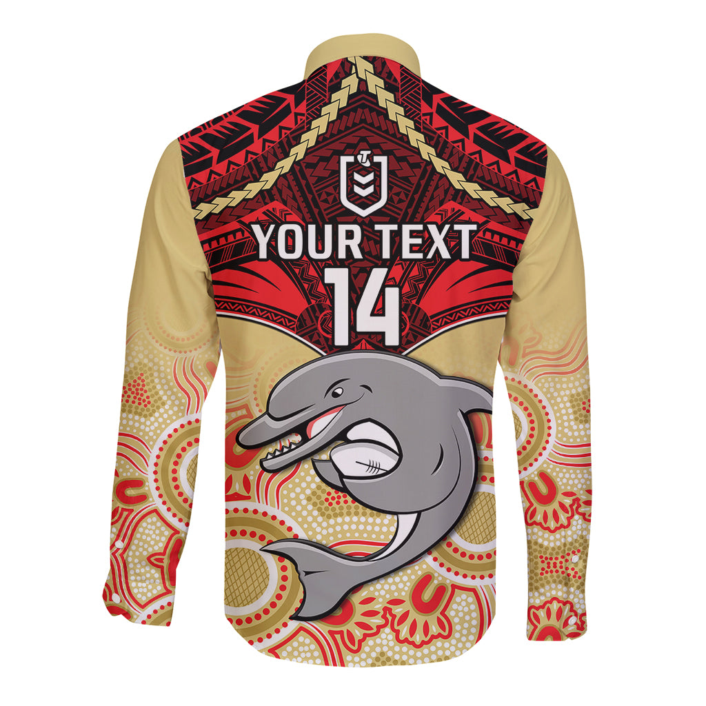 personalised-dolphins-rugby-long-sleeve-button-shirt-aboriginal-mix-polynesian-pattern
