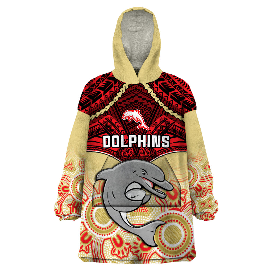 personalised-dolphins-rugby-wearable-blanket-hoodie-aboriginal-mix-polynesian-pattern