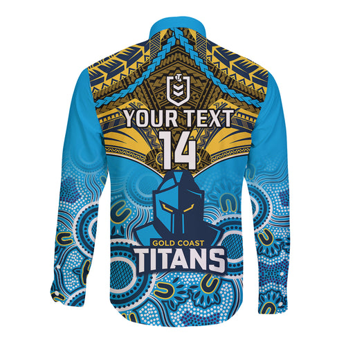 personalised-titans-rugby-long-sleeve-button-shirt-aboriginal-mix-polynesian-pattern