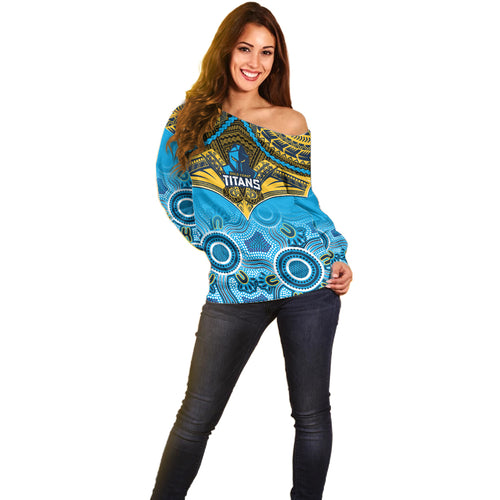 personalised-titans-rugby-off-shoulder-sweater-aboriginal-mix-polynesian-pattern