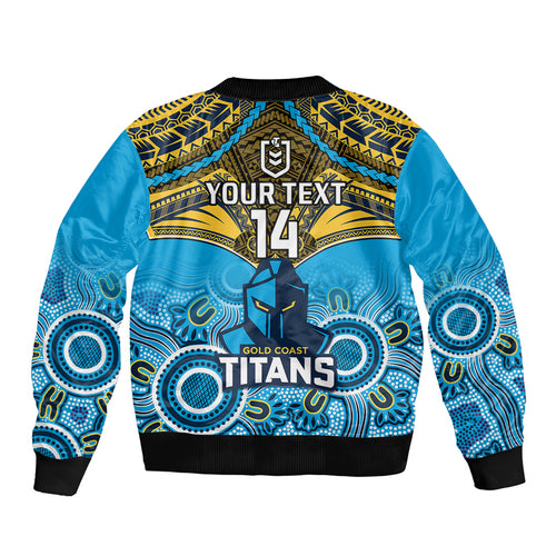 personalised-titans-rugby-sleeve-zip-bomber-jacket-aboriginal-mix-polynesian-pattern