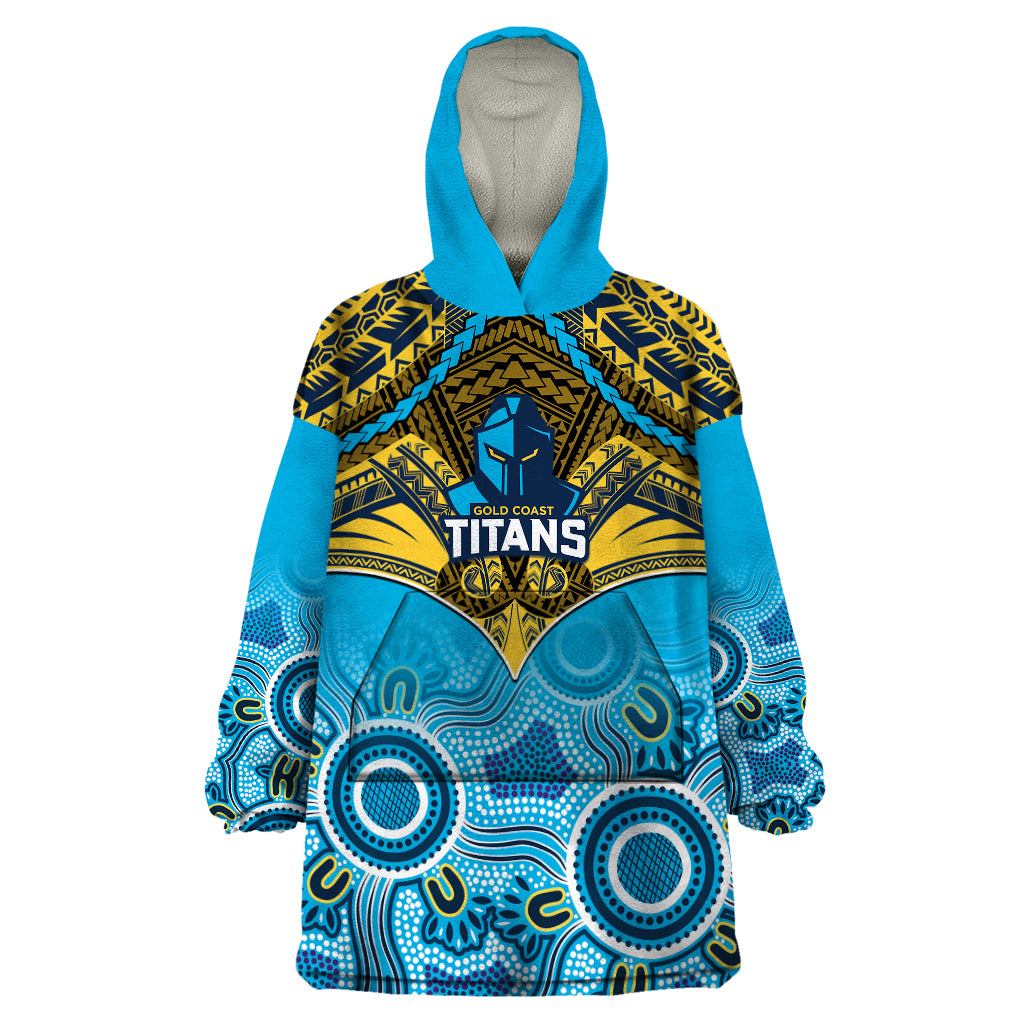 personalised-titans-rugby-wearable-blanket-hoodie-aboriginal-mix-polynesian-pattern