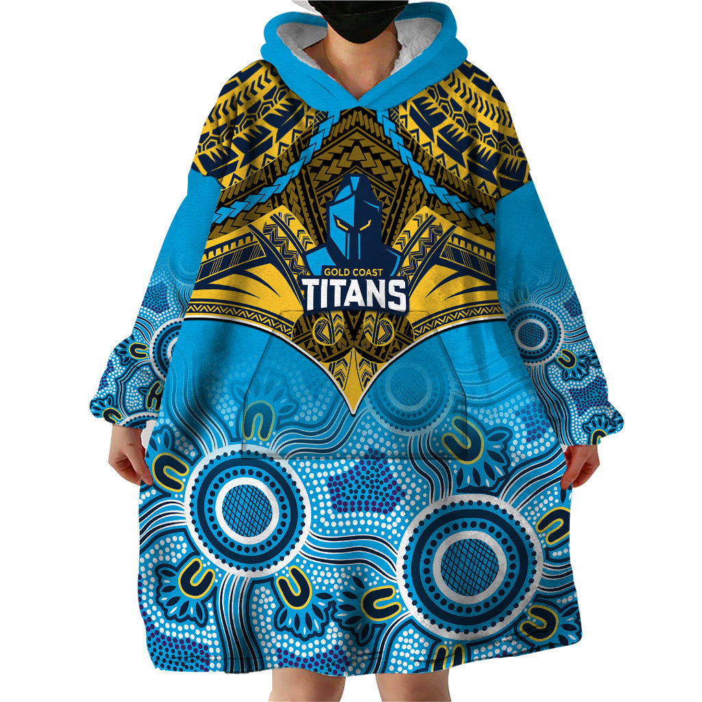personalised-titans-rugby-wearable-blanket-hoodie-aboriginal-mix-polynesian-pattern