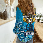 Personalised Titans Rugby Women Casual Shirt Aboriginal Mix Polynesian Pattern LT14