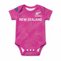 Custom New Zealand Silver Fern Rugby Baby Onesie Go Aotearoa - Pink Version