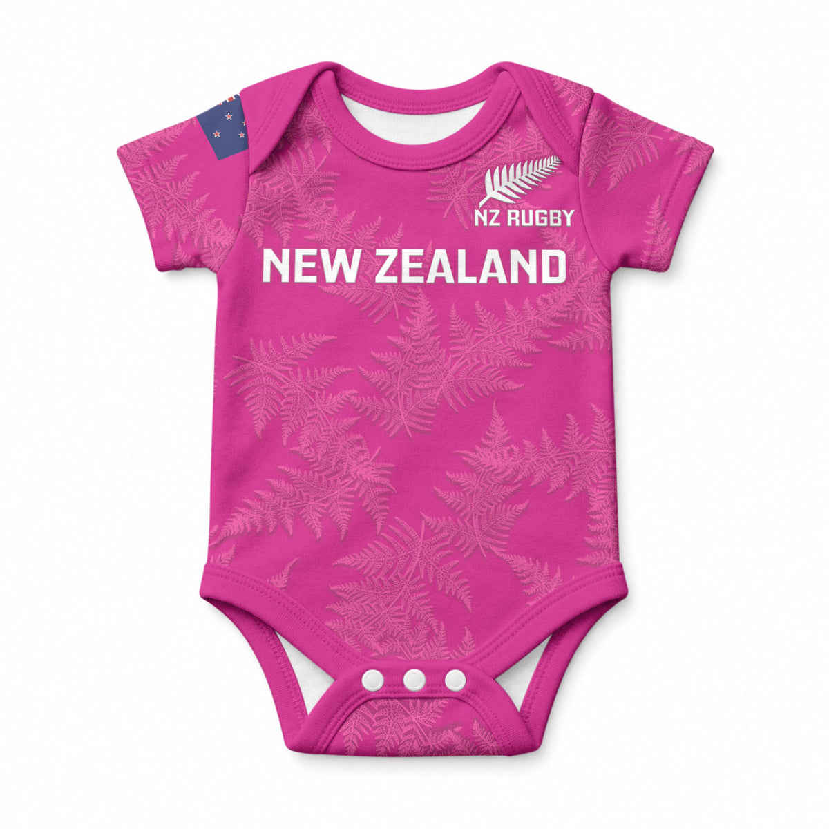 Custom New Zealand Silver Fern Rugby Baby Onesie Go Aotearoa - Pink Version