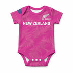 Custom New Zealand Silver Fern Rugby Baby Onesie Go Aotearoa - Pink Version