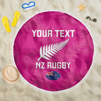 Custom New Zealand Silver Fern Rugby Beach Blanket Go Aotearoa - Pink Version