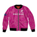 Custom New Zealand Silver Fern Rugby Bomber Jacket Go Aotearoa - Pink Version