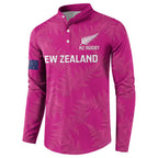 Custom New Zealand Silver Fern Rugby Button Sweatshirt Go Aotearoa - Pink Version