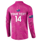 Custom New Zealand Silver Fern Rugby Button Sweatshirt Go Aotearoa - Pink Version