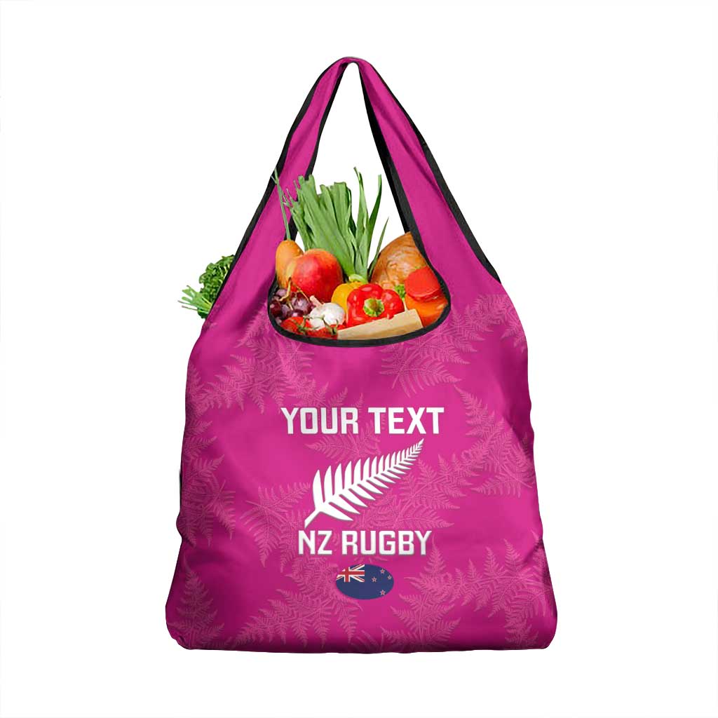 Custom New Zealand Silver Fern Rugby Grocery Bag Go Aotearoa - Pink Version