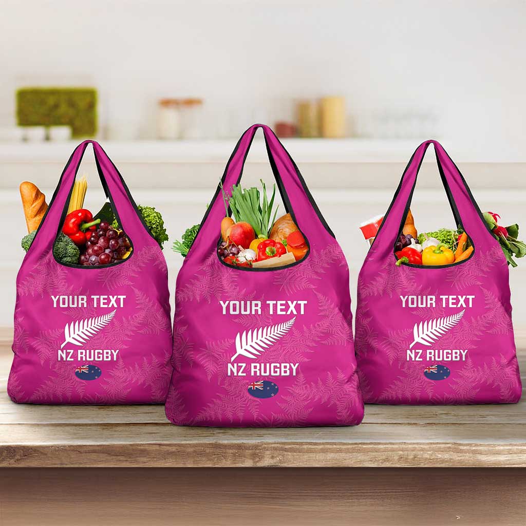 Custom New Zealand Silver Fern Rugby Grocery Bag Go Aotearoa - Pink Version