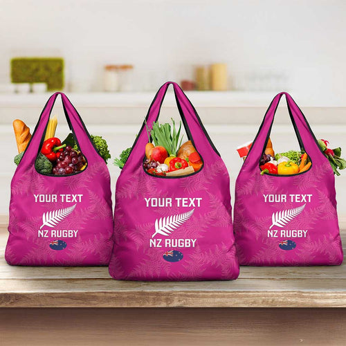 Custom New Zealand Silver Fern Rugby Grocery Bag Go Aotearoa - Pink Version