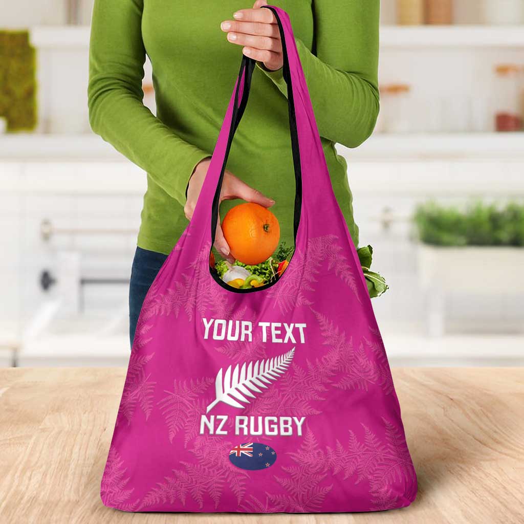 Custom New Zealand Silver Fern Rugby Grocery Bag Go Aotearoa - Pink Version