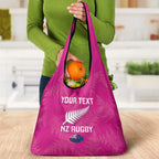 Custom New Zealand Silver Fern Rugby Grocery Bag Go Aotearoa - Pink Version