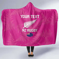 Custom New Zealand Silver Fern Rugby Hooded Blanket Go Aotearoa - Pink Version