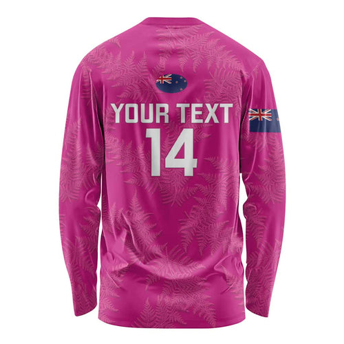 Custom New Zealand Silver Fern Rugby Long Sleeve Shirt Go Aotearoa - Pink Version