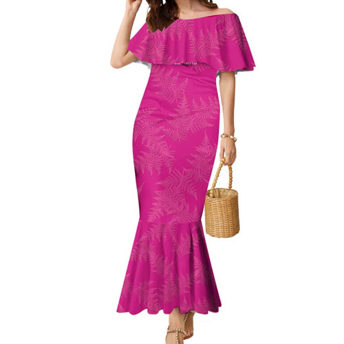Custom New Zealand Silver Fern Rugby Mermaid Dress Go Aotearoa - Pink Version