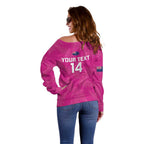 Custom New Zealand Silver Fern Rugby Off Shoulder Sweater Go Aotearoa - Pink Version