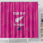 Custom New Zealand Silver Fern Rugby Shower Curtain Go Aotearoa - Pink Version