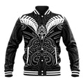 Kia Kaha Te Reo Maori Baseball Jacket Aotearoa Hei Tiki With Hongi