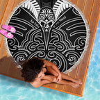 Kia Kaha Te Reo Maori Beach Blanket Aotearoa Hei Tiki With Hongi