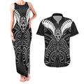 Kia Kaha Te Reo Maori Couples Matching Tank Maxi Dress and Hawaiian Shirt Aotearoa Hei Tiki With Hongi