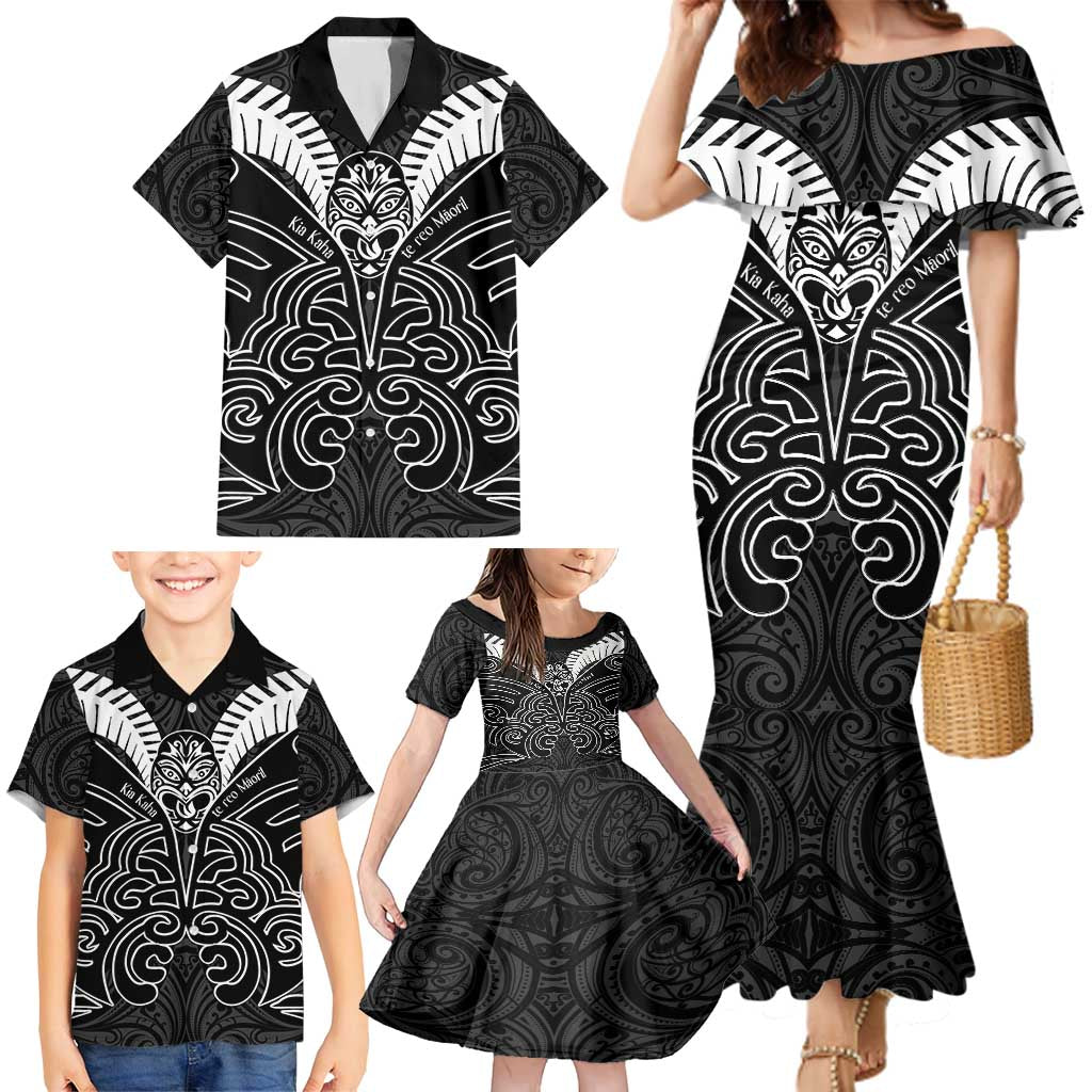 Kia Kaha Te Reo Maori Family Matching Mermaid Dress and Hawaiian Shirt Aotearoa Hei Tiki With Hongi