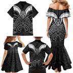 Kia Kaha Te Reo Maori Family Matching Mermaid Dress and Hawaiian Shirt Aotearoa Hei Tiki With Hongi
