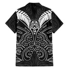 Kia Kaha Te Reo Maori Family Matching Off Shoulder Short Dress and Hawaiian Shirt Aotearoa Hei Tiki With Hongi