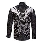 Kia Kaha Te Reo Maori Long Sleeve Button Shirt Aotearoa Hei Tiki With Hongi