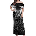 Kia Kaha Te Reo Maori Off Shoulder Maxi Dress Aotearoa Hei Tiki With Hongi