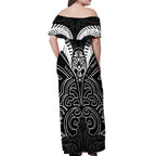 Kia Kaha Te Reo Maori Off Shoulder Maxi Dress Aotearoa Hei Tiki With Hongi