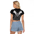Kia Kaha Te Reo Maori Raglan Cropped T Shirt Aotearoa Hei Tiki With Hongi