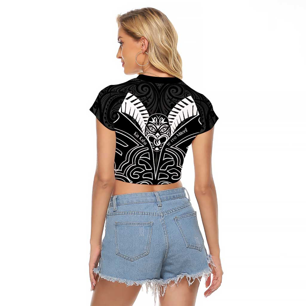 Kia Kaha Te Reo Maori Raglan Cropped T Shirt Aotearoa Hei Tiki With Hongi