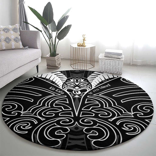 Kia Kaha Te Reo Maori Round Carpet Aotearoa Hei Tiki With Hongi