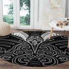 Kia Kaha Te Reo Maori Round Carpet Aotearoa Hei Tiki With Hongi